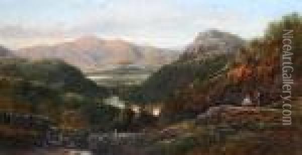 Skiddaw From Above Grange Oil Painting - William Pitt