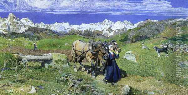 Springtime in the Alps Oil Painting - Giovanni Segantini