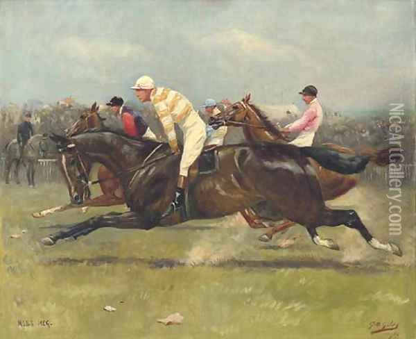 Mons Meg winner of the Gold Vase at Ascot, 1891 Oil Painting - G.D. Giles