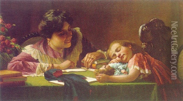 The Sleepy Student Oil Painting - Eugenio Conti