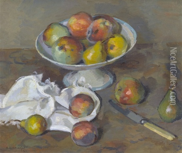 Stillleben Mit Apfeln Und Birnen Oil Painting - Jacques Elie Abraham Hermanjat