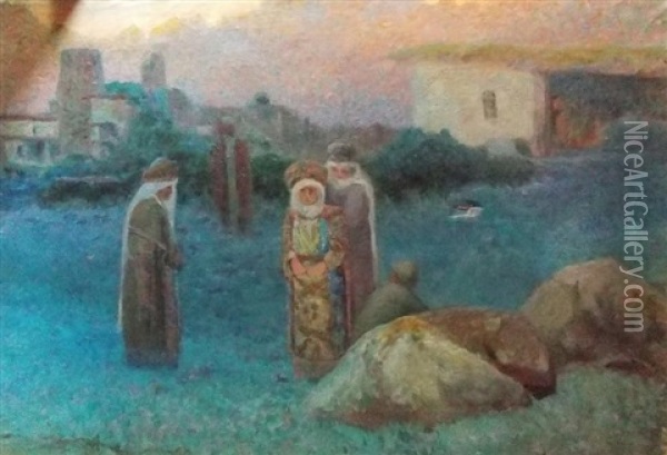 Famille Caucasienne Oil Painting - Evgeniy Ivanovich Pospolitaki