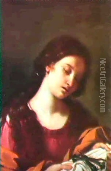 Mary Magdelene Contemplating The Instruments Of The Passion Oil Painting -  Guercino