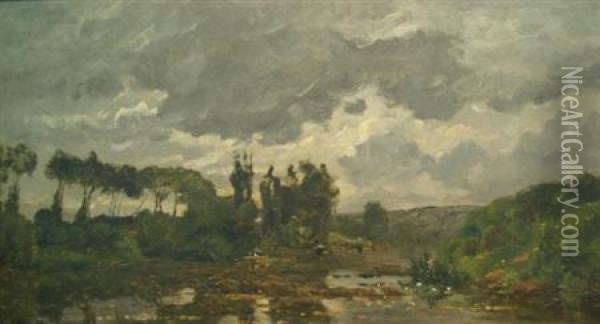 Pecheur Sur L'oise Oil Painting - Hippolyte Camille Delpy