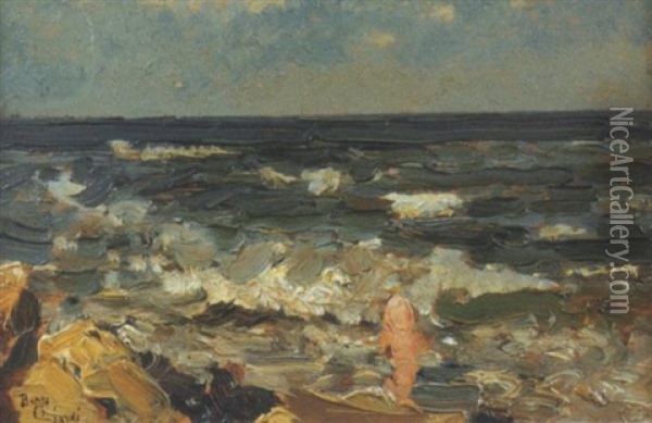 Sul Mare A San Pietro In Volta, 1920 Oil Painting - Beppe Ciardi