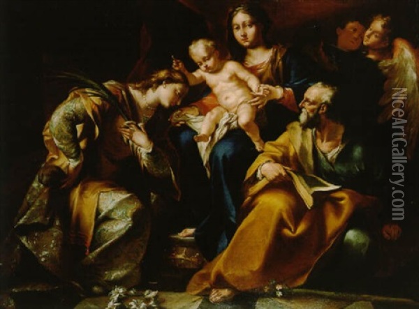 The Mystic Marriage Of Saint Catherine Oil Painting - Antonio Balestra