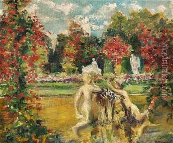 Impressionistisk Parklandskab Fra Versailles Oil Painting - Ioannis (Jean H.) Altamura