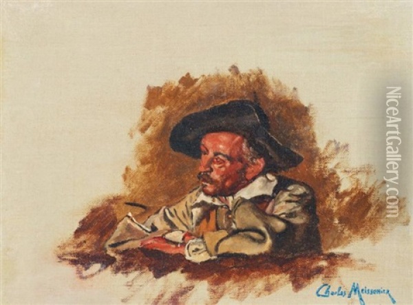 Portrait D'homme Oil Painting - Jean Charles Meissonier