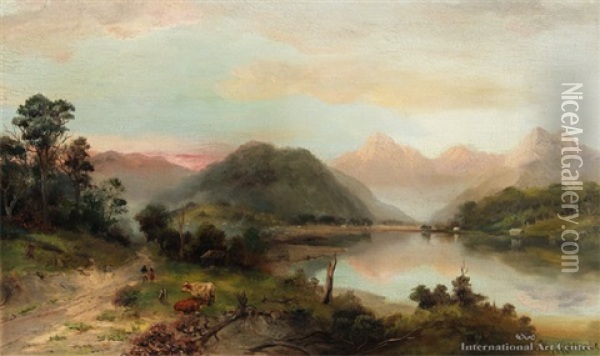 Road To Kingston, Lake Wakatipu Oil Painting - James Peele