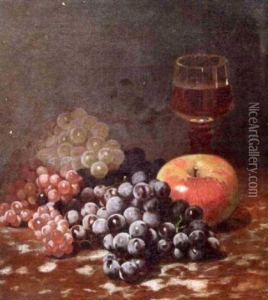 Still Life With Fruit And A Glass Of Wine Oil Painting - William Merritt Chase