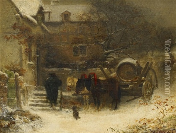 Heimkehr Am Winterabend Oil Painting - Wilhelm Jakob Hertling