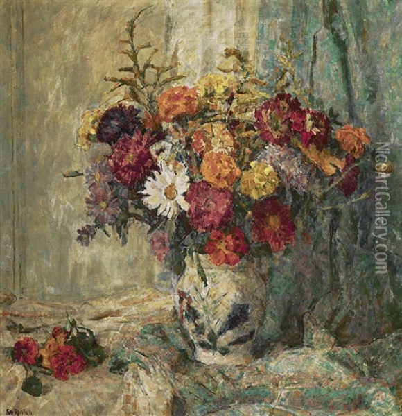 Bunter Blumenstraus Im Sonnigen Licht Oil Painting - Fritz Ernst Rentsch