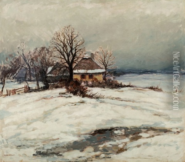Chalupa V Zime Oil Painting - Gustav Macoun