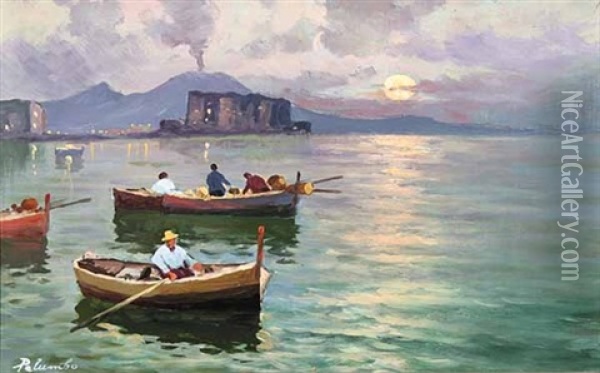 Sunset Over The Bay Oil Painting - Alphonse Palumbo