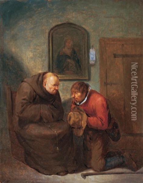 Die Beichte Oil Painting - Egbert van Heemskerck the Elder