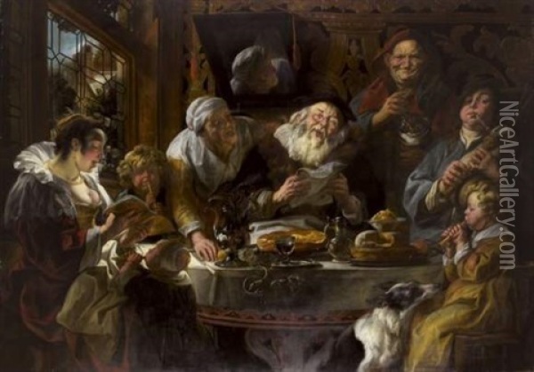 Le Concert De Famille : Comme Les Vieux Ont Chante, Ainsi Les Jeunes Jouent De La Flute Oil Painting - Jacob Jordaens