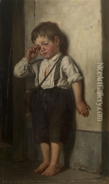 A Wretched Boy Oil Painting - Kirill Vikentevich Lemokh