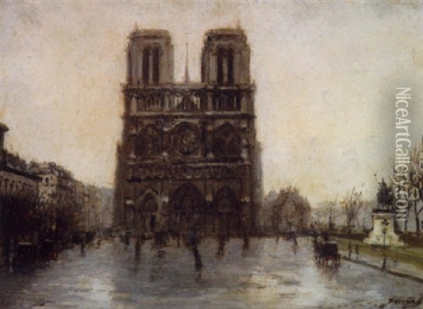 Paris, Temps Gris Sur Notre Dame Oil Painting - Joaquin Miro