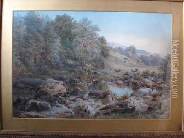 Woodland Scene Of The River Lledr,wales Oil Painting - Ebenezer Alfred Warmington