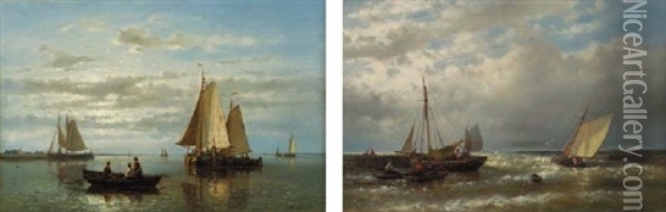 Shipping In A Calm Oil Painting - Abraham Hulk the Elder