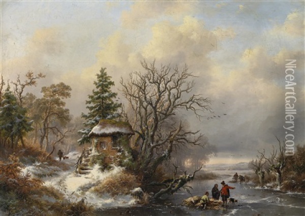 Winterlandschaft Oil Painting - Frederik Marinus Kruseman