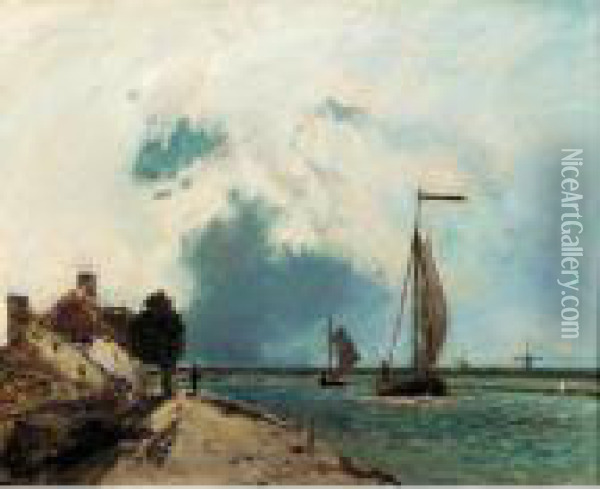 L'arrivee Au Port Oil Painting - Johan Barthold Jongkind