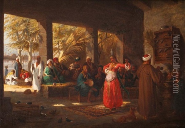 Danseuse Du Ventre Sur Les Bords Du Nil Oil Painting - Alfred Henri Darjou