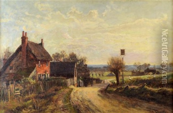 Old Pub On The Moor, Maidenhead Oil Painting - Walter H. Goldsmith