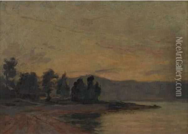 Sunset On The Lake Oil Painting - William Brymner