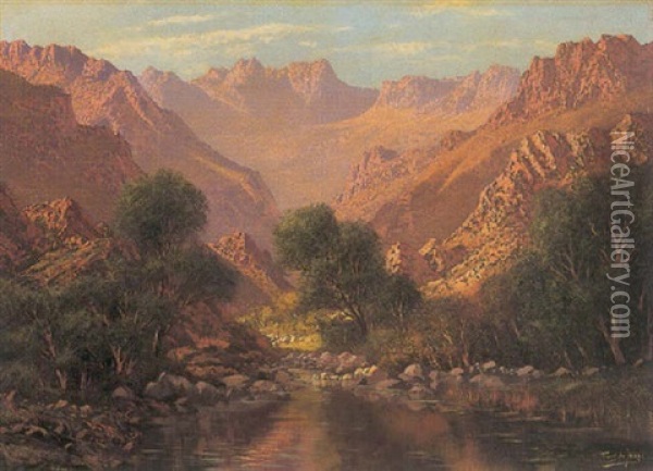 River In A Mountainous Valley Oil Painting - Tinus de Jongh