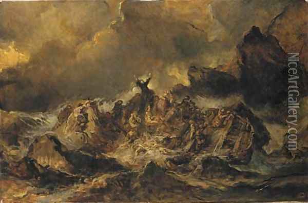 The shipwreck Oil Painting - Eugene Isabey