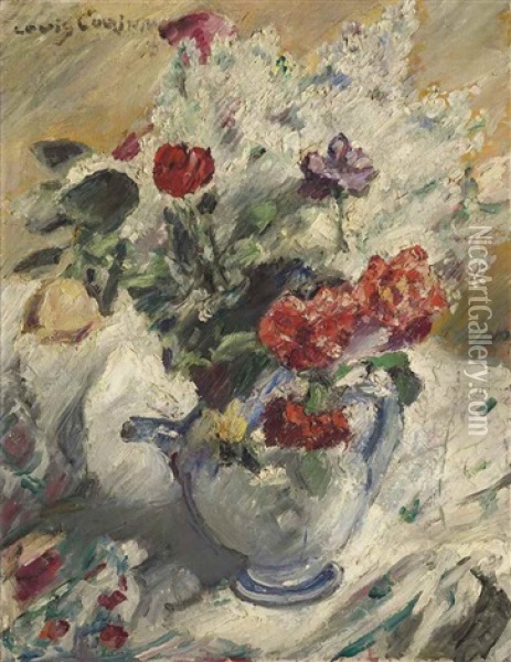 Flieder, Rosen Und Nelken Im Sevreskrug Oil Painting - Lovis Corinth