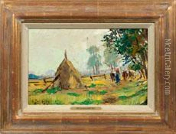 Sommerlandschaft Oil Painting - August Jernberg