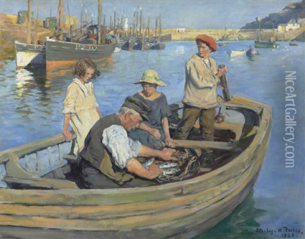 The Fishermen's Expedition Oil Painting - Stanhope Forbes