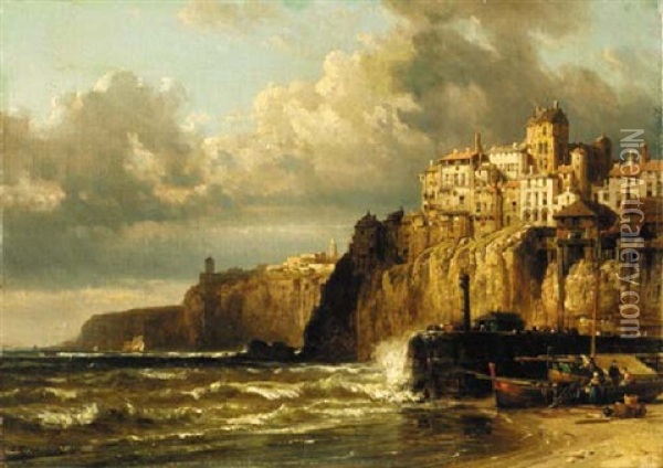 Coastal Scene Oil Painting - Charles Euphrasie Kuwasseg