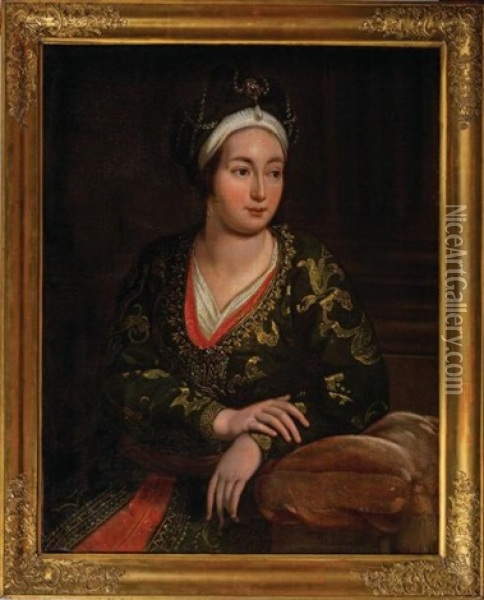 Portrait De Dame Vetue A L'orientale Oil Painting - Jean-Baptiste Leprince