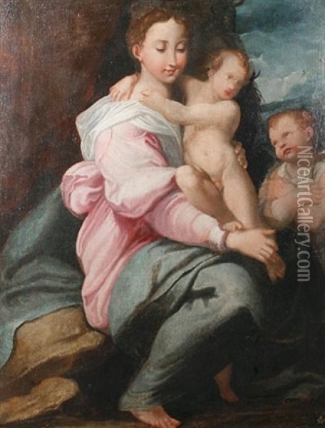 Madonna And Child With The Infant St. John The Baptist Oil Painting -  Parmigianino