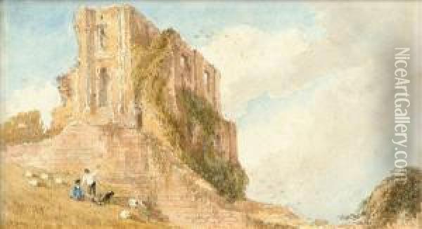 Figures By Aruined Castle Oil Painting - Joseph Murray Ince