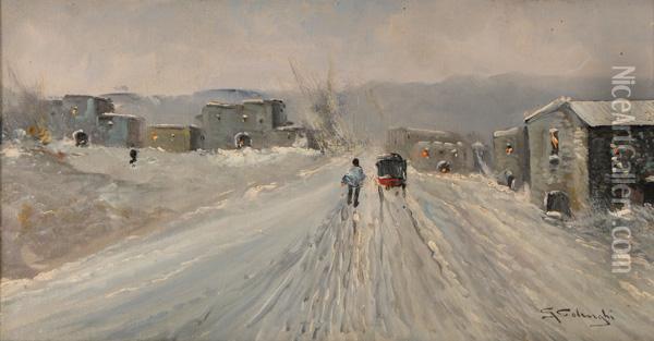 Paesaggio Sotto La Neve Oil Painting - Giuseppe Solenghi