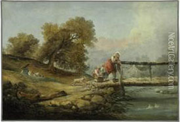 La Passerelle Oil Painting - Hubert Robert