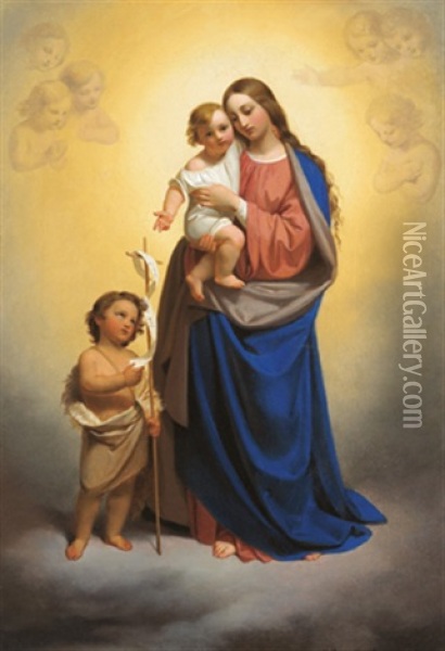 Madonna Mit Dem Jesuskind Und Johannes Oil Painting - Melchior Paul Von Deschwanden