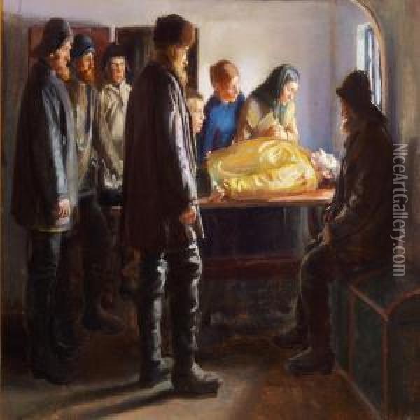 Den Druknede Oil Painting - Michael Ancher