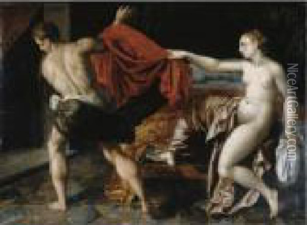 Joseph And Potiphar's Wife Oil Painting - Jacob I De Backer