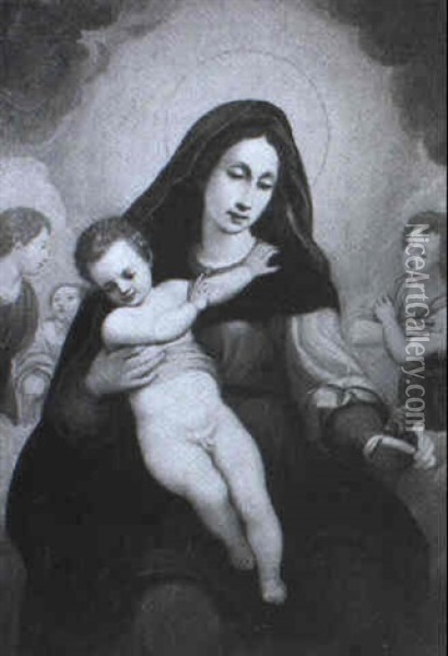 The Madonna And Child With Angels Oil Painting - Domenico (il Passignano) Cresti