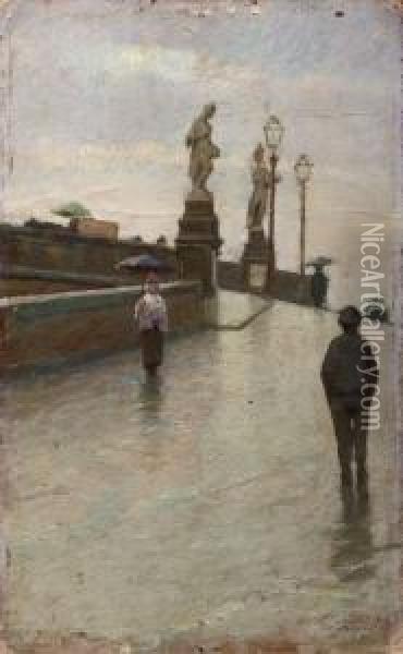 Ponte A Firenze Oil Painting - Silvio Bicchi