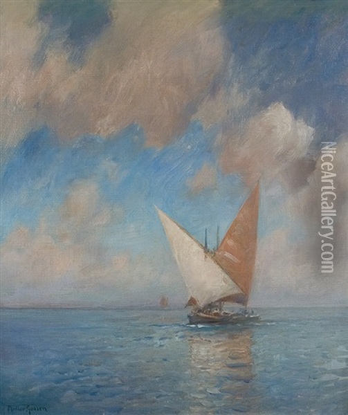 Fishing Boats Oil Painting - Franz Mueller-Gossen