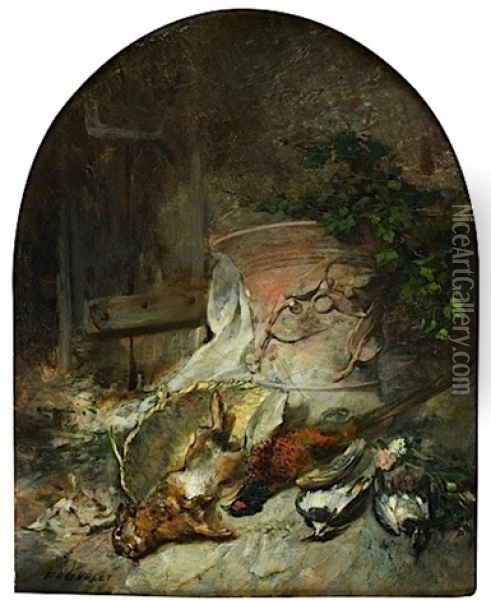 Nature Morte Au Vase Antique Et Gibiers Oil Painting - Jean Baptiste Fauvelet