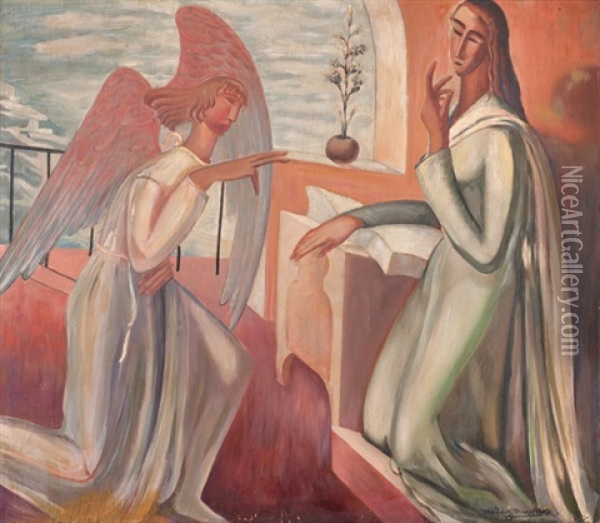 Anunciacion Oil Painting - Melchor Mendez Magarinos