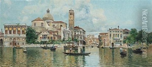 Venetian View Oil Painting - Antonio Maria de Reyna Manescau