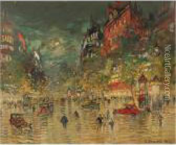 Paris By Night Oil Painting - Konstantin Alexeievitch Korovin